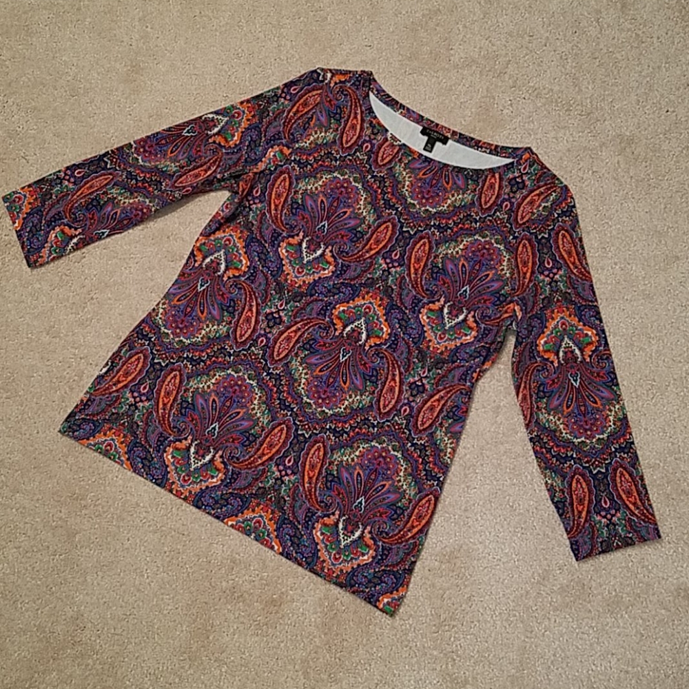 Talbots petites 3/4 sleeve Paisley top